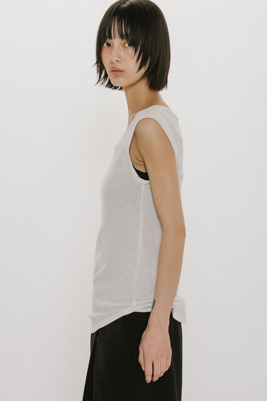 gadid anoniem LEWIN / WHITE タンクトップ MIDIUMISOLID(ミディウミソリッド)｜rib tank top.S タンクトップ/off