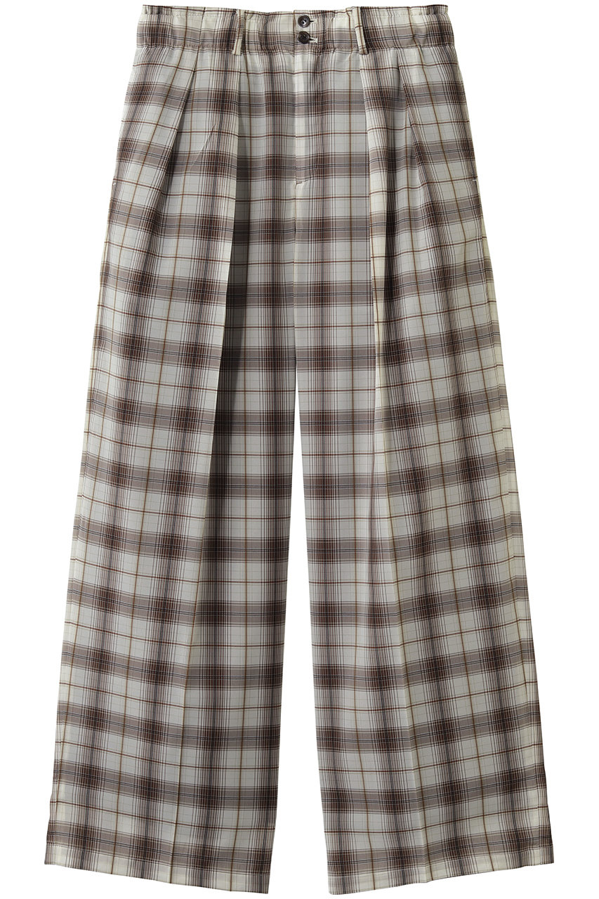 ミディウミソリッド/MIDIUMISOLIDの【MEN】sheer check tapered PT パンツ(ivory/1-161029)