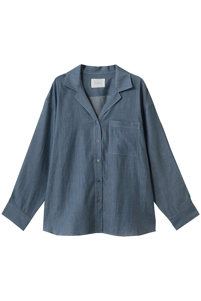ミディウミソリッド/MIDIUMISOLIDのsheer denim open collar shirt(BLEACH) シャツ(l.blue/1-132242B)