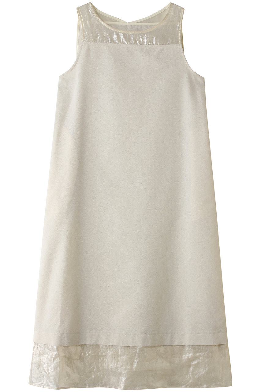 ミディウミソリッド/MIDIUMISOLIDのn/slv OP with foil print organdy ワンピース(ivory/1-152170)