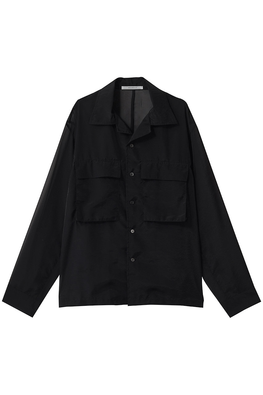 ミディウミソリッド/MIDIUMISOLIDの【MEN】sheer open collar shirt シャツ(black/2-131033)