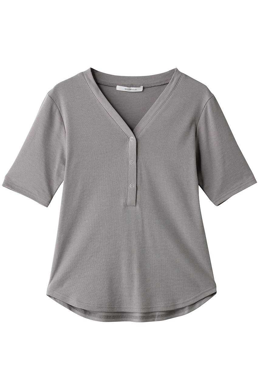 ミディウミソリッド/MIDIUMISOLIDのrib henley neck P/O プルオーバー(l.gray/2-112229)
