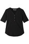 rib henley neck P/O プルオーバー ミディウミソリッド/MIDIUMISOLID black