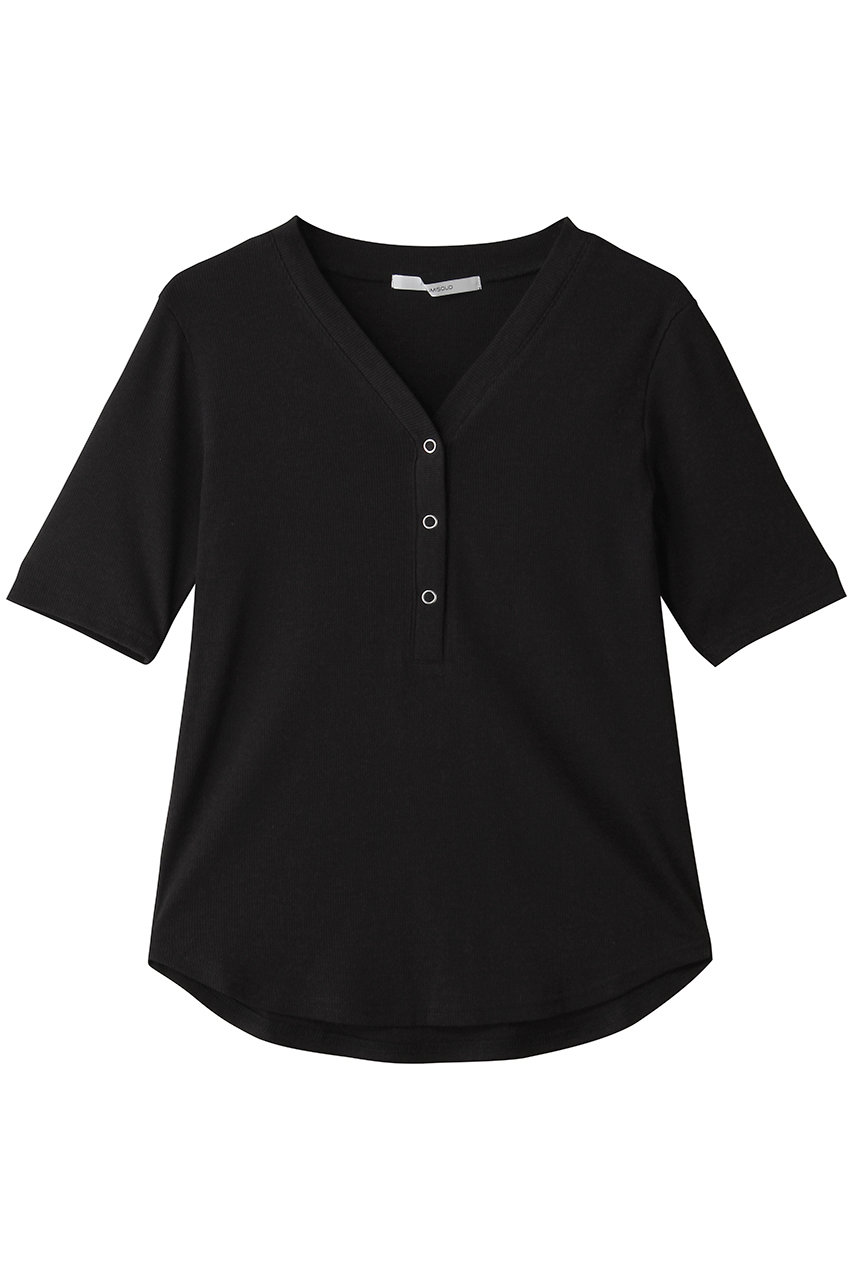 ミディウミソリッド/MIDIUMISOLIDのrib henley neck P/O プルオーバー(black/2-112229)