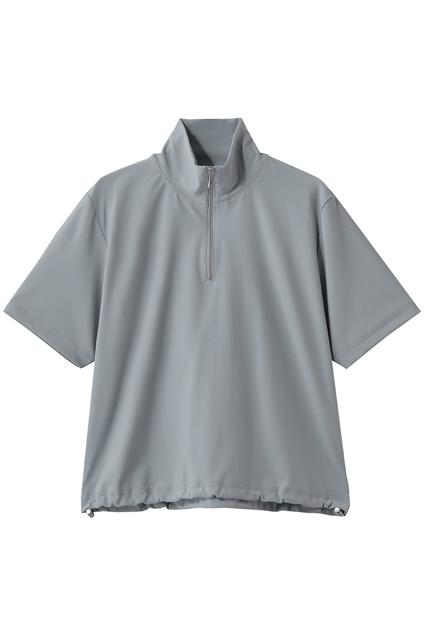 MIDIUMISOLID essential zip neck top トップ (l.gray, F) ミディウミソリッド ELLE SHOP