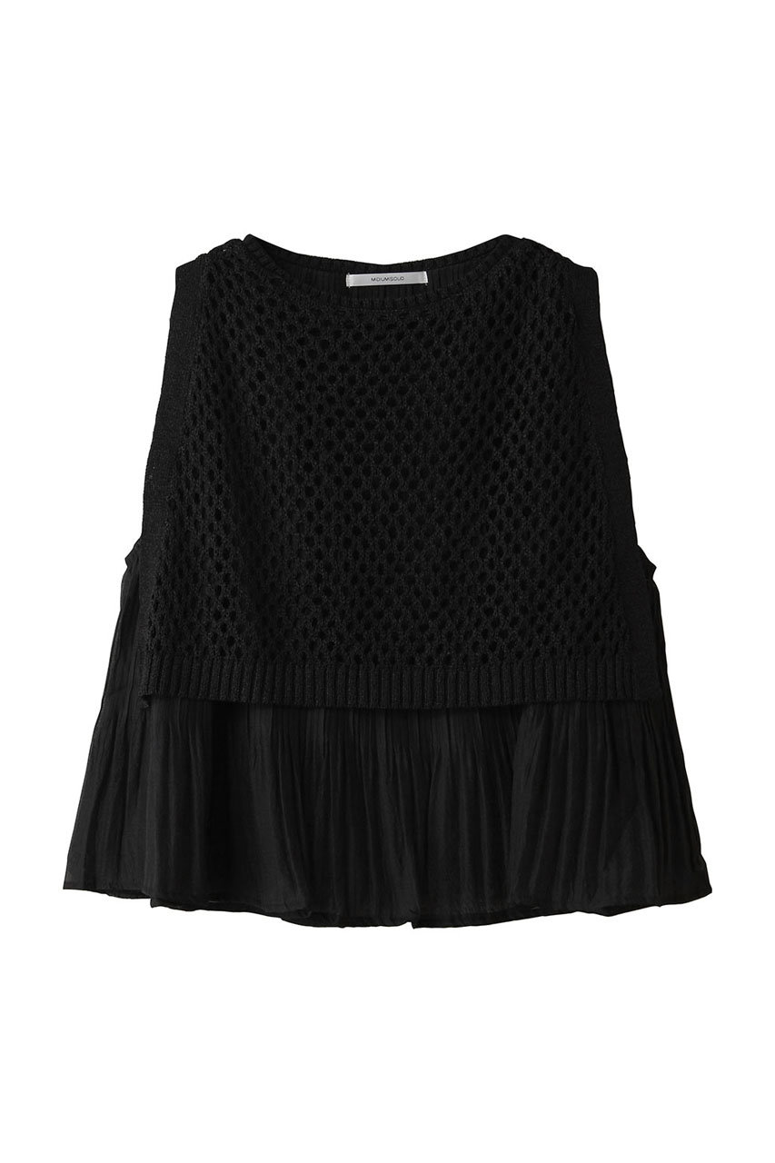 ミディウミソリッド/MIDIUMISOLIDのwoven pleated layered vest ベスト(black/2-122170)