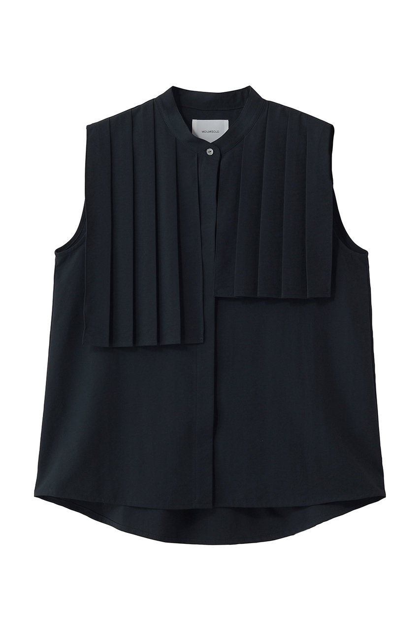 ミディウミソリッド/MIDIUMISOLIDのN/S asymmetry pleats shirt シャツ(navy/2-132252)