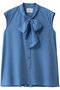 ribbon tie N/S blouse ブラウス ミディウミソリッド/MIDIUMISOLID l.blue