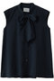 ribbon tie N/S blouse ブラウス ミディウミソリッド/MIDIUMISOLID navy
