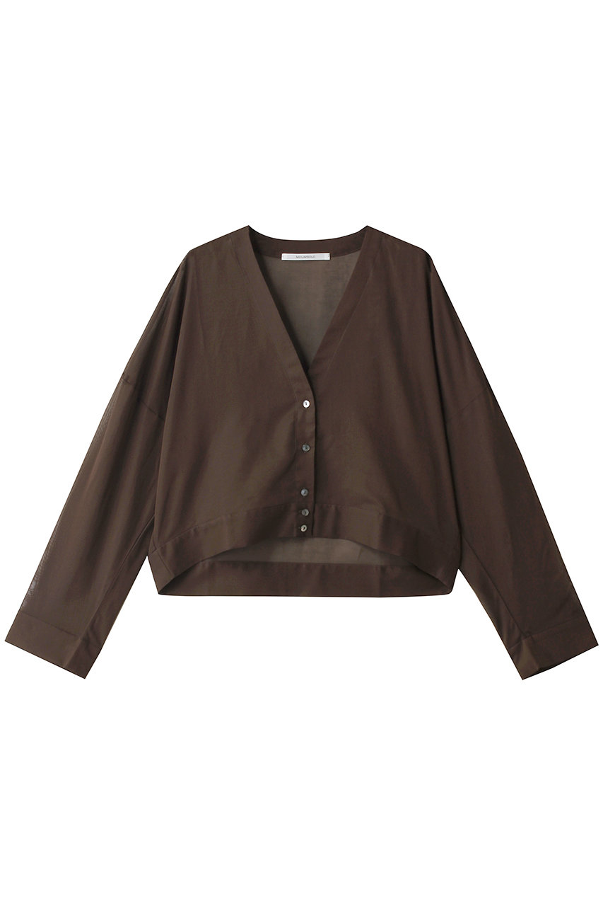 ミディウミソリッド/MIDIUMISOLIDのsheer voile V/neck CD カーディガン(brown/1-13210062)