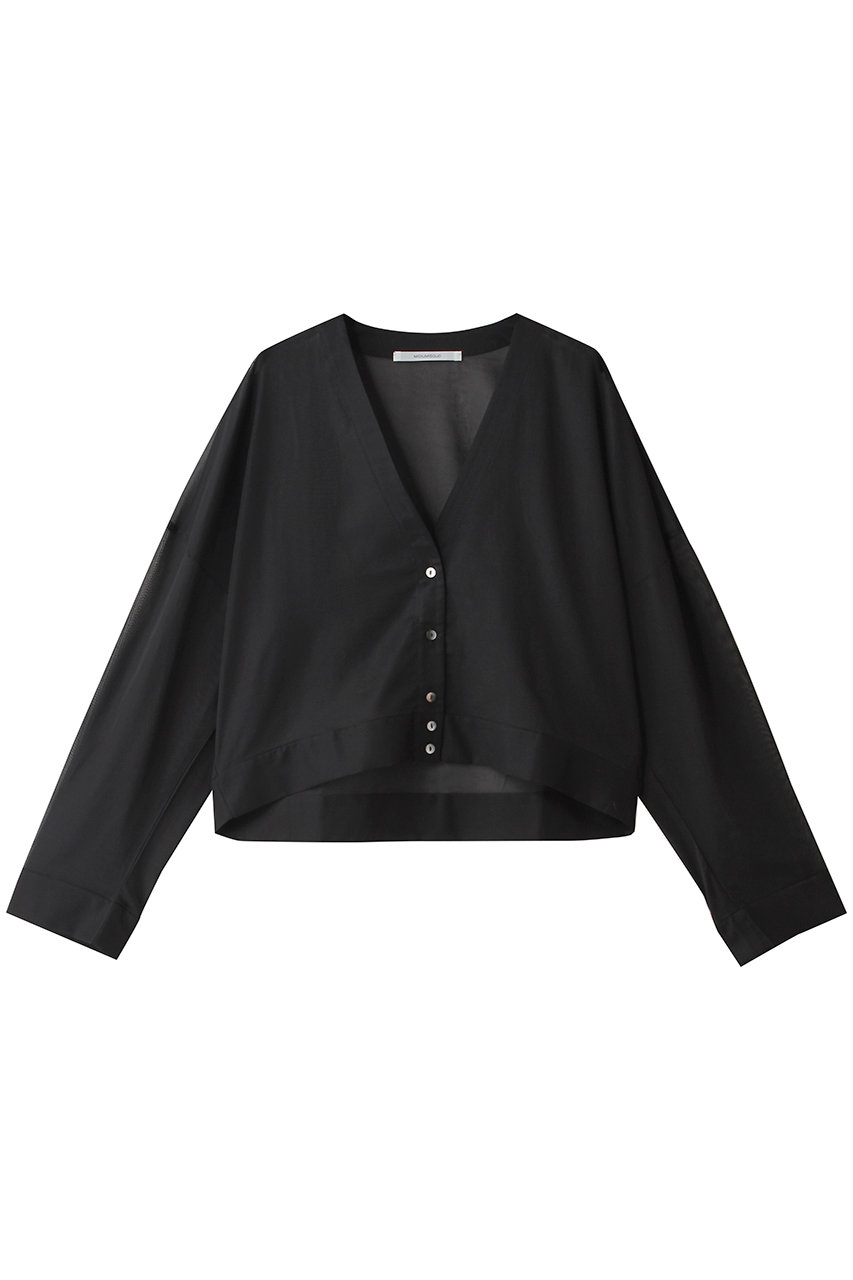 ミディウミソリッド/MIDIUMISOLIDのsheer voile V/neck CD カーディガン(black/1-13210062)