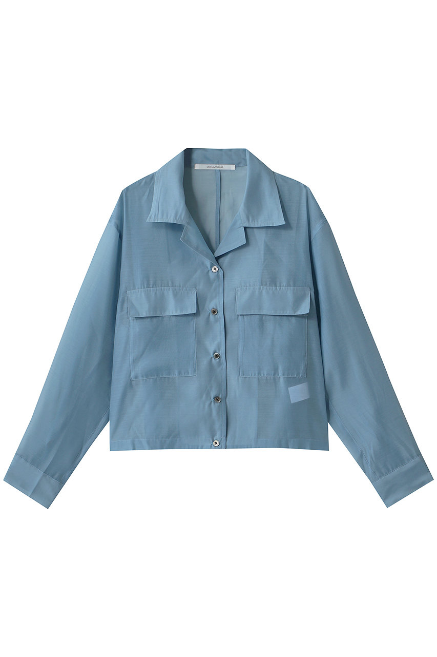 MIDIUMISOLID open collar sheer shirt シャツ (l.blue, F) ミディウミソリッド ELLE SHOP
