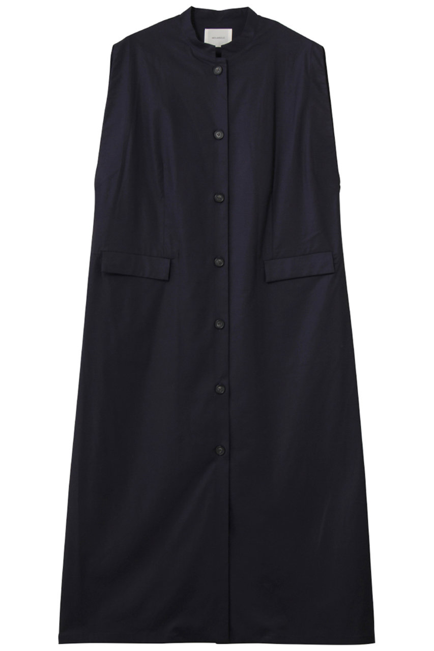 MIDIUMISOLID edge line long gilet ジレ (navy, F) ミディウミソリッド ELLE SHOP