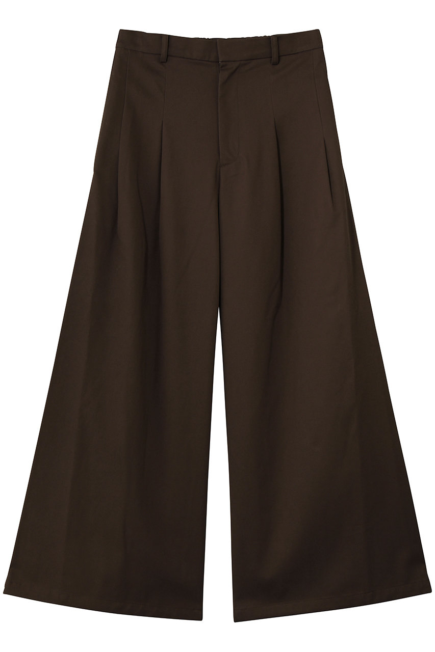 MIDIUMISOLID sculpt wide chino パンツ (brown, 36) ミディウミソリッド ELLE SHOP