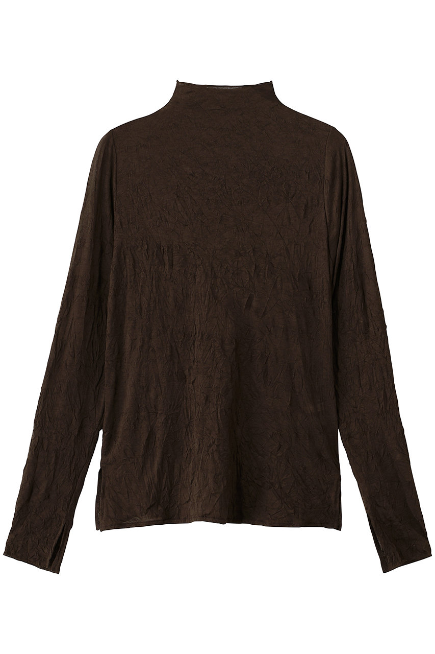 MIDIUMISOLID wrinkle sheer high neck inner インナー (brown, F) ミディウミソリッド ELLE SHOP