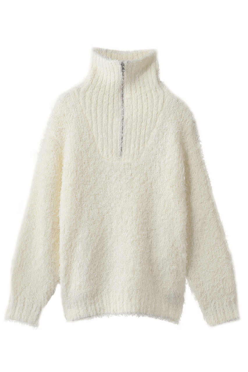 MIDIUMISOLID cloud loop zip knit ニット (off white, F) ミディウミソリッド ELLE SHOP