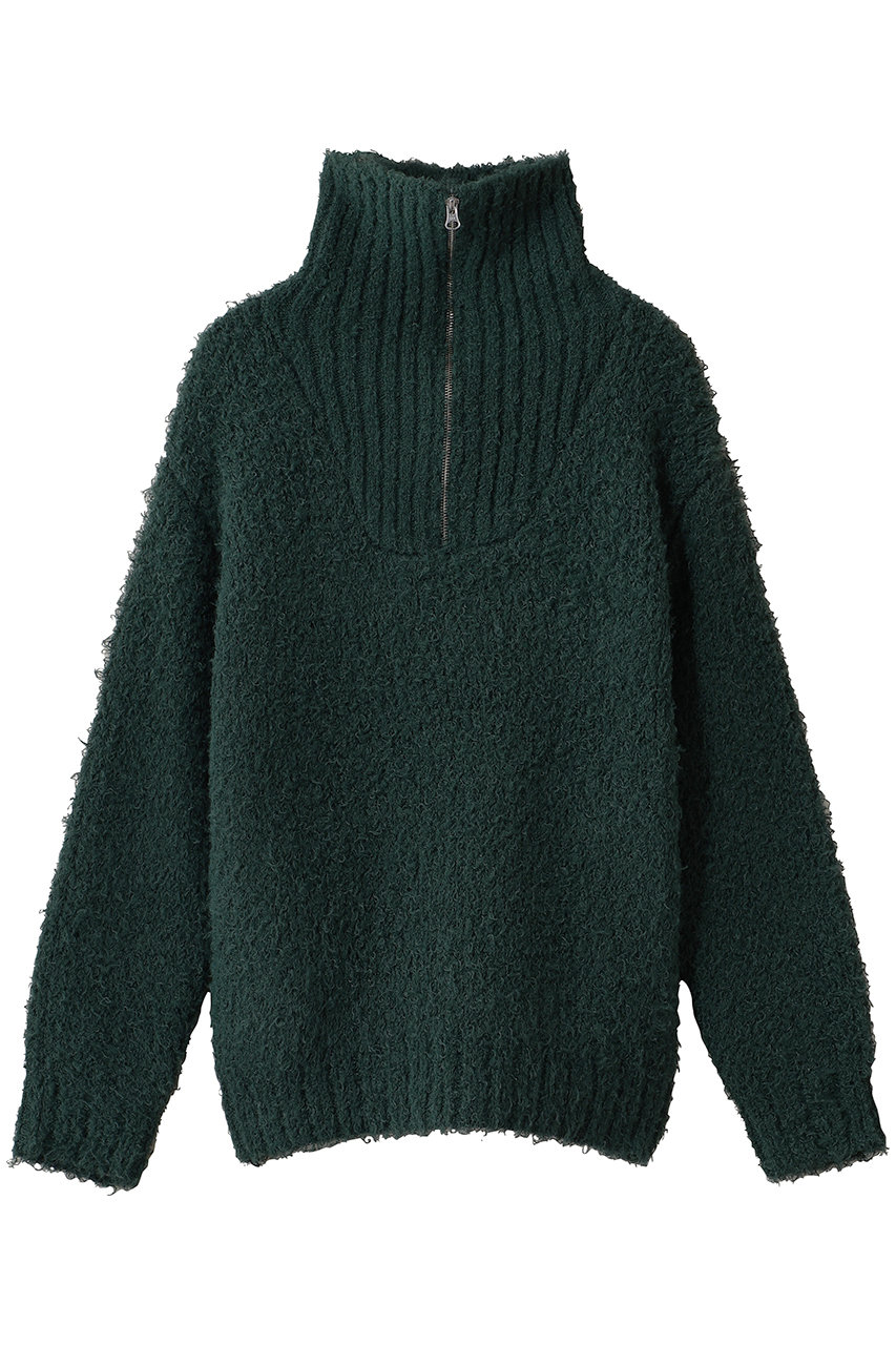 MIDIUMISOLID cloud loop zip knit ニット (green, F) ミディウミソリッド ELLE SHOP