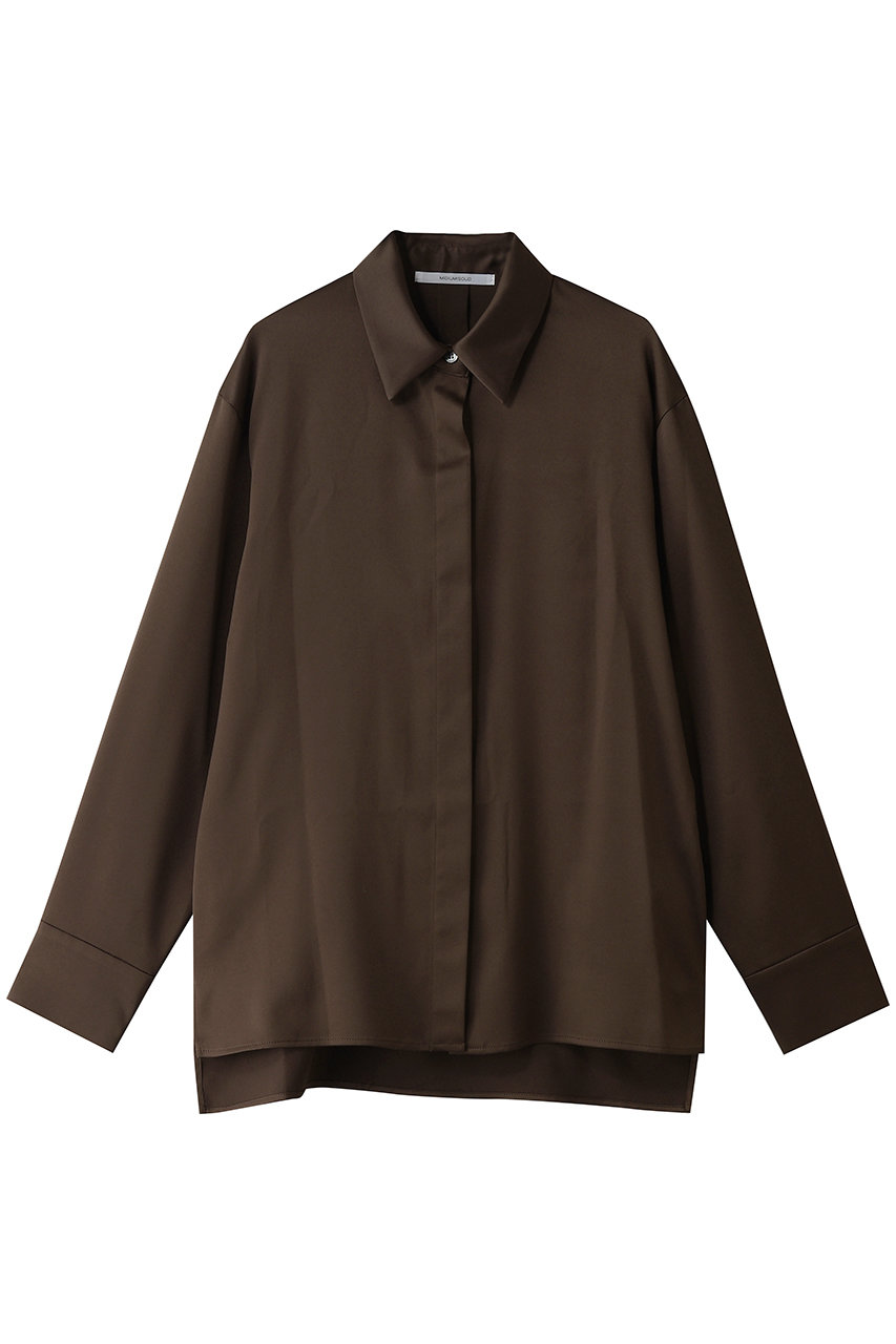 MIDIUMISOLID hidden wrap shirt シャツ (brown, F) ミディウミソリッド ELLE SHOP