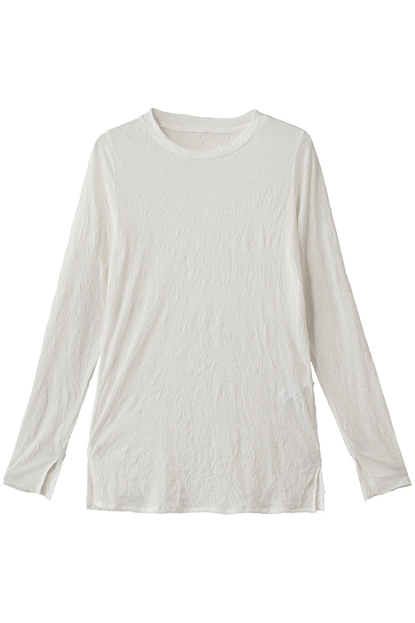 MIDIUMISOLID wrinkle sheer crew neck inner インナー (off white, F) ミディウミソリッド ELLE SHOP