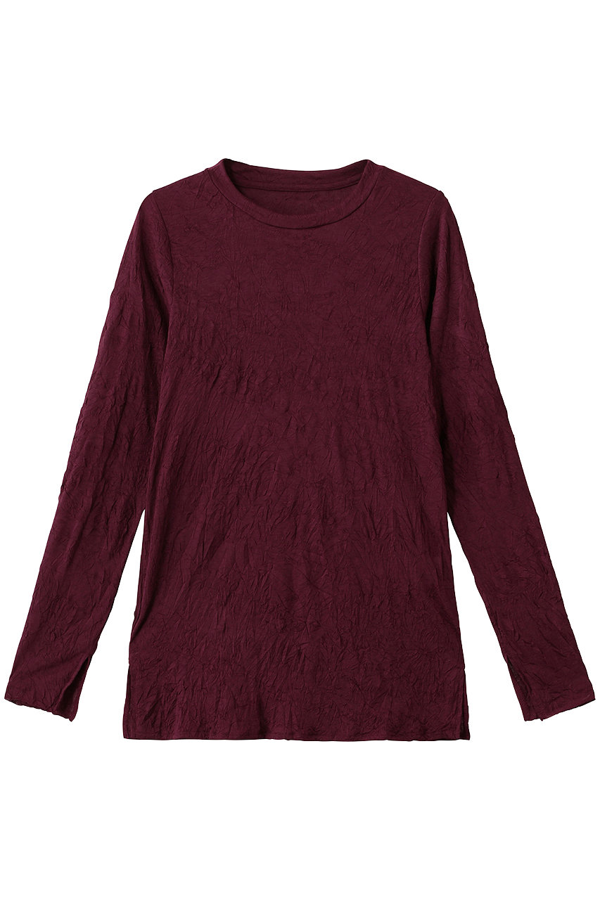 MIDIUMISOLID wrinkle sheer crew neck inner インナー (wine, F) ミディウミソリッド ELLE SHOP
