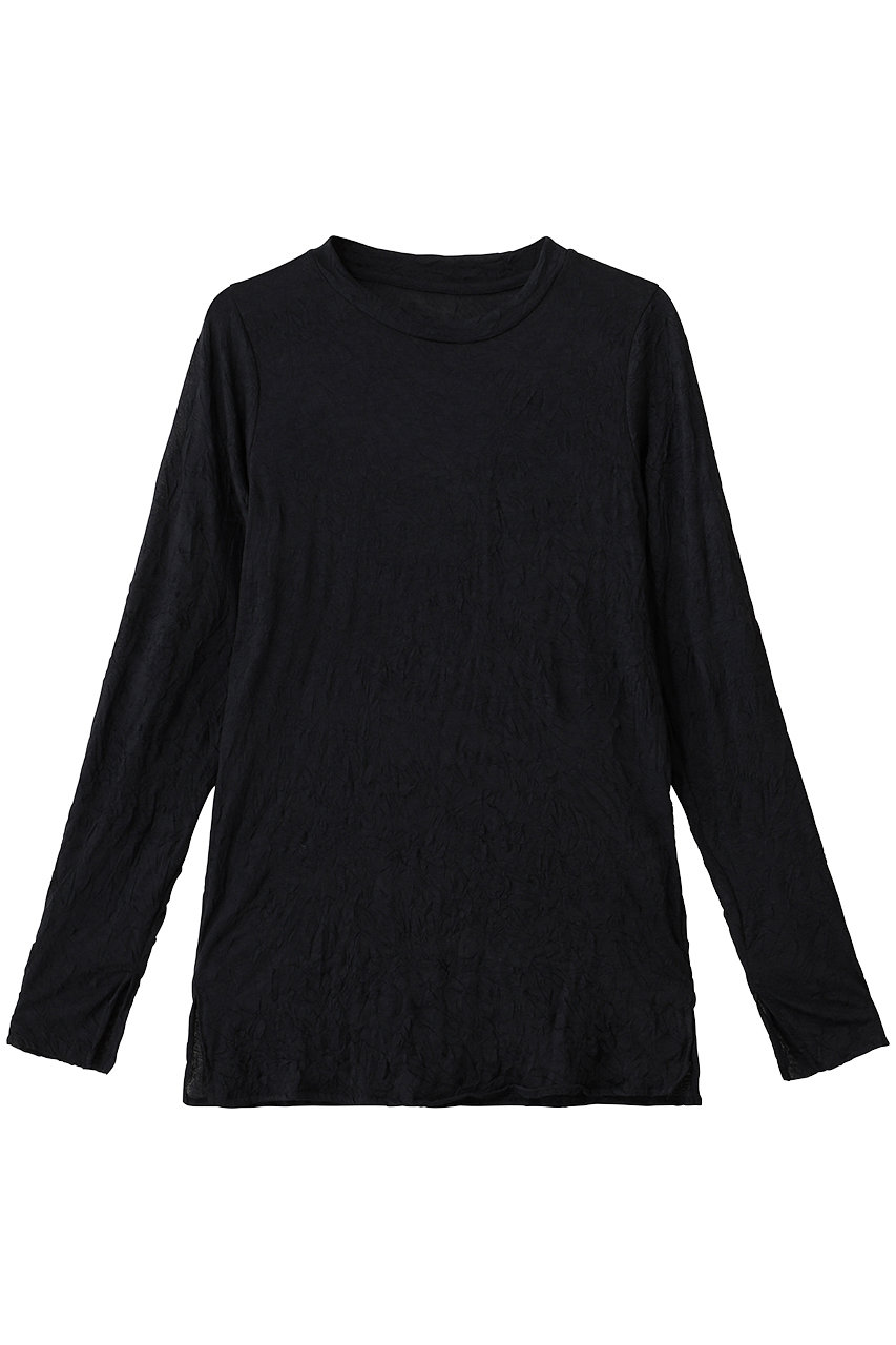 MIDIUMISOLID wrinkle sheer crew neck inner インナー (black, F) ミディウミソリッド ELLE SHOP