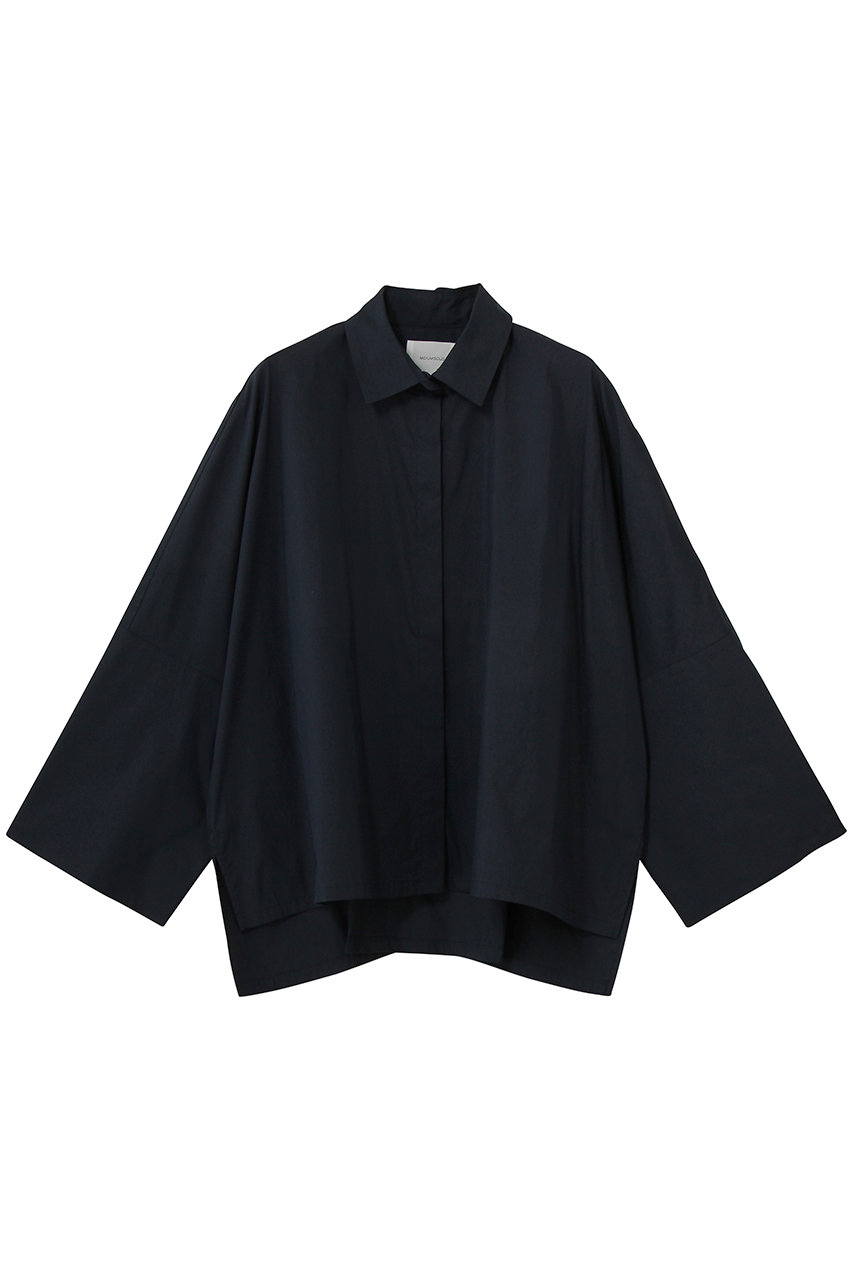 MIDIUMISOLID cotton /nylon wide shirt シャツ (navy, F) ミディウミソリッド ELLE SHOP