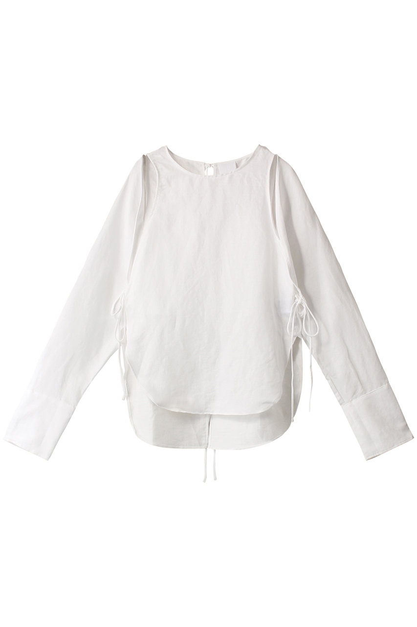 KALNA 【KALNA HOME】ヘンプコットンバックリボン2wayシャツ (ホワイト, 0) カルナ ELLE SHOP