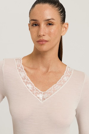 ハンロ/HANROのWOOLEN LACE半袖(160200/160201)