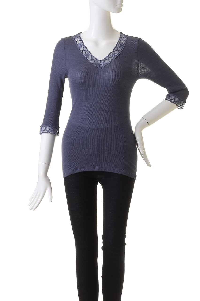 HANRO(ハンロ)｜WOOLEN LACE七分袖/ベージュ の通販｜ELLESHOP・(エル