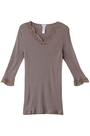 ハンロ/HANROのWOOLEN LACE七分袖(160200/160201)