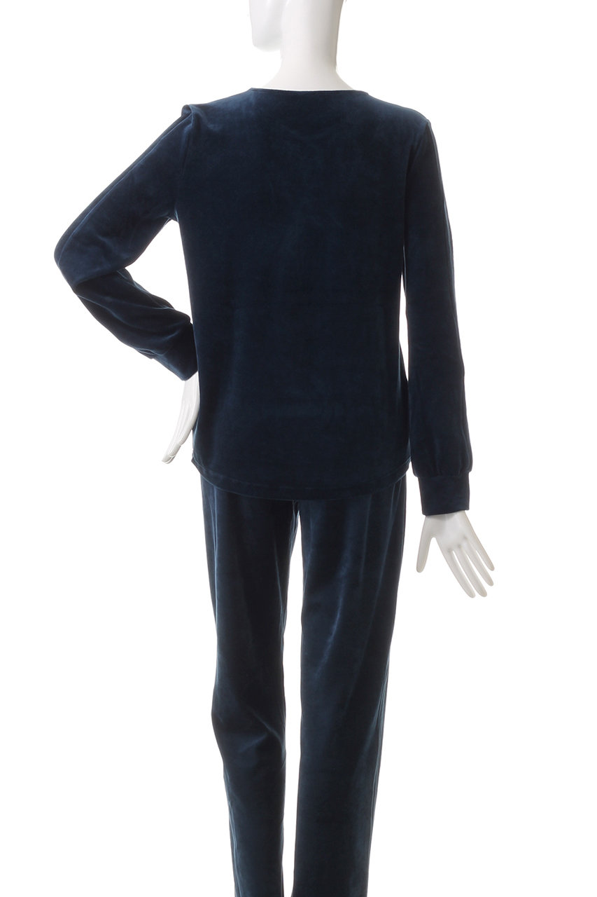 HANRO(ハンロ)｜【HANRO 140YEARS】長袖ベロアプルオーバー/ネイビー