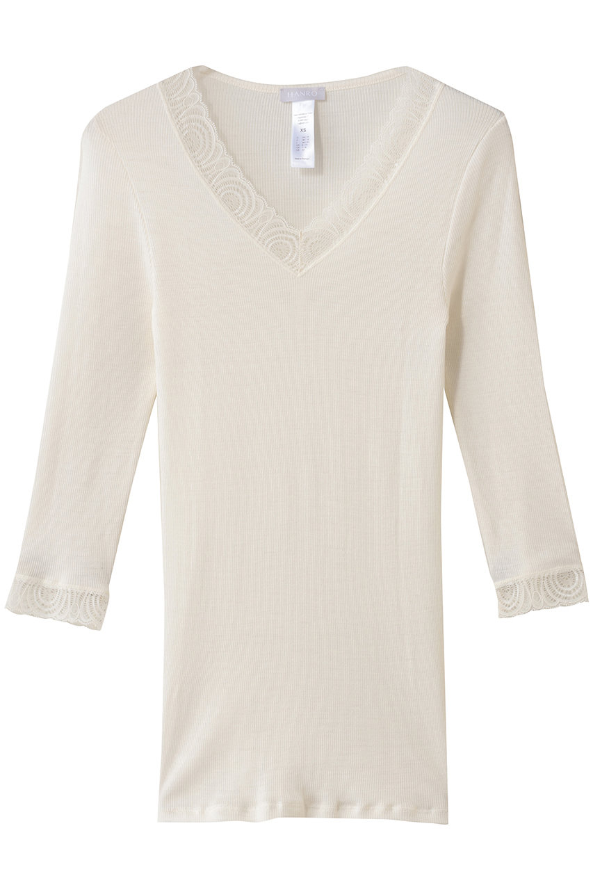 ハンロ/HANROのWOOLEN LACE七分袖(アイボリー/UIH424)