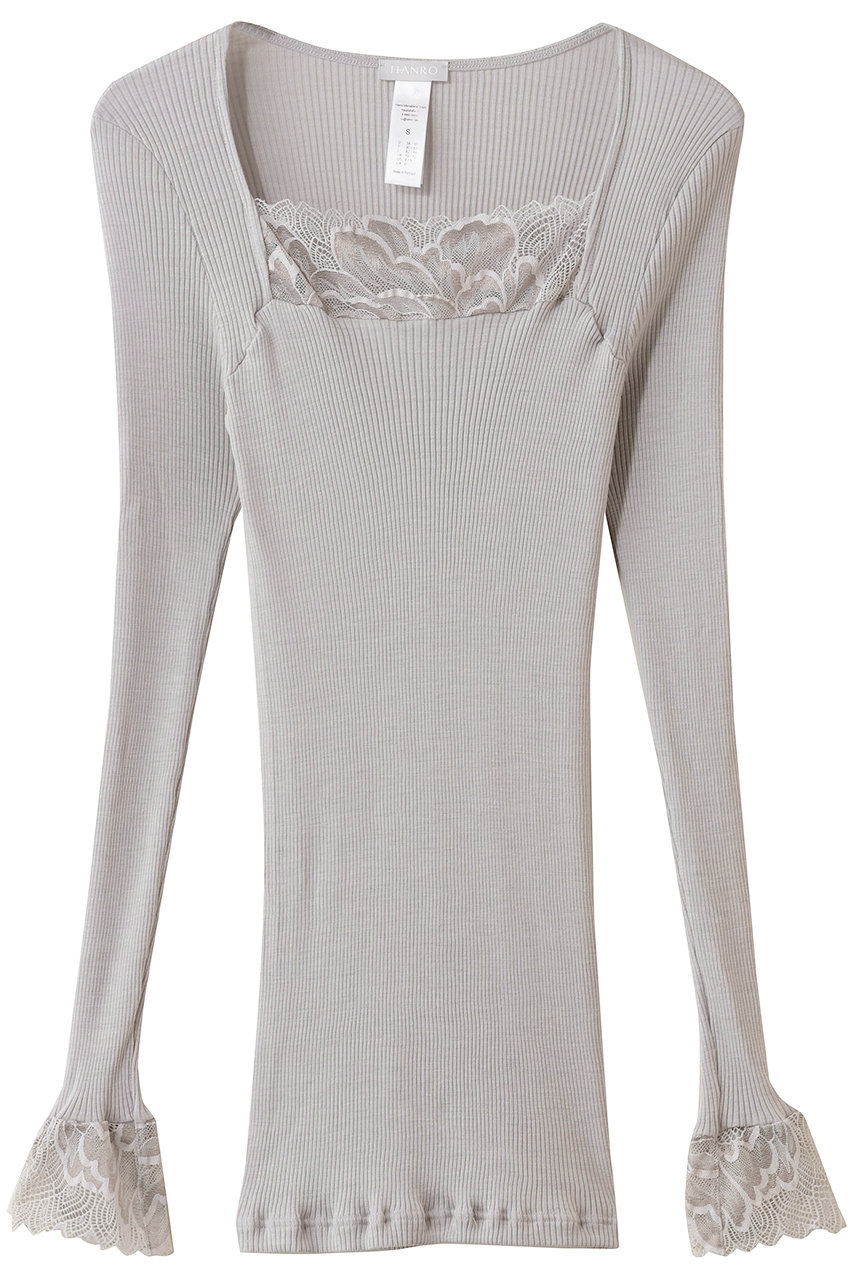 ハンロ/HANROのレース付き長袖プルオーバー(シルバーグレー/UIH353)