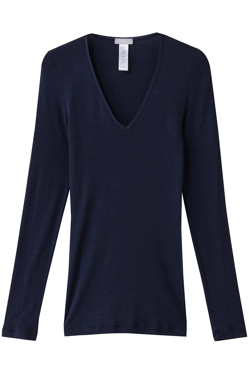 ハンロ/HANROのVネック長袖プルオーバー(ナイトブルー/UIH300)