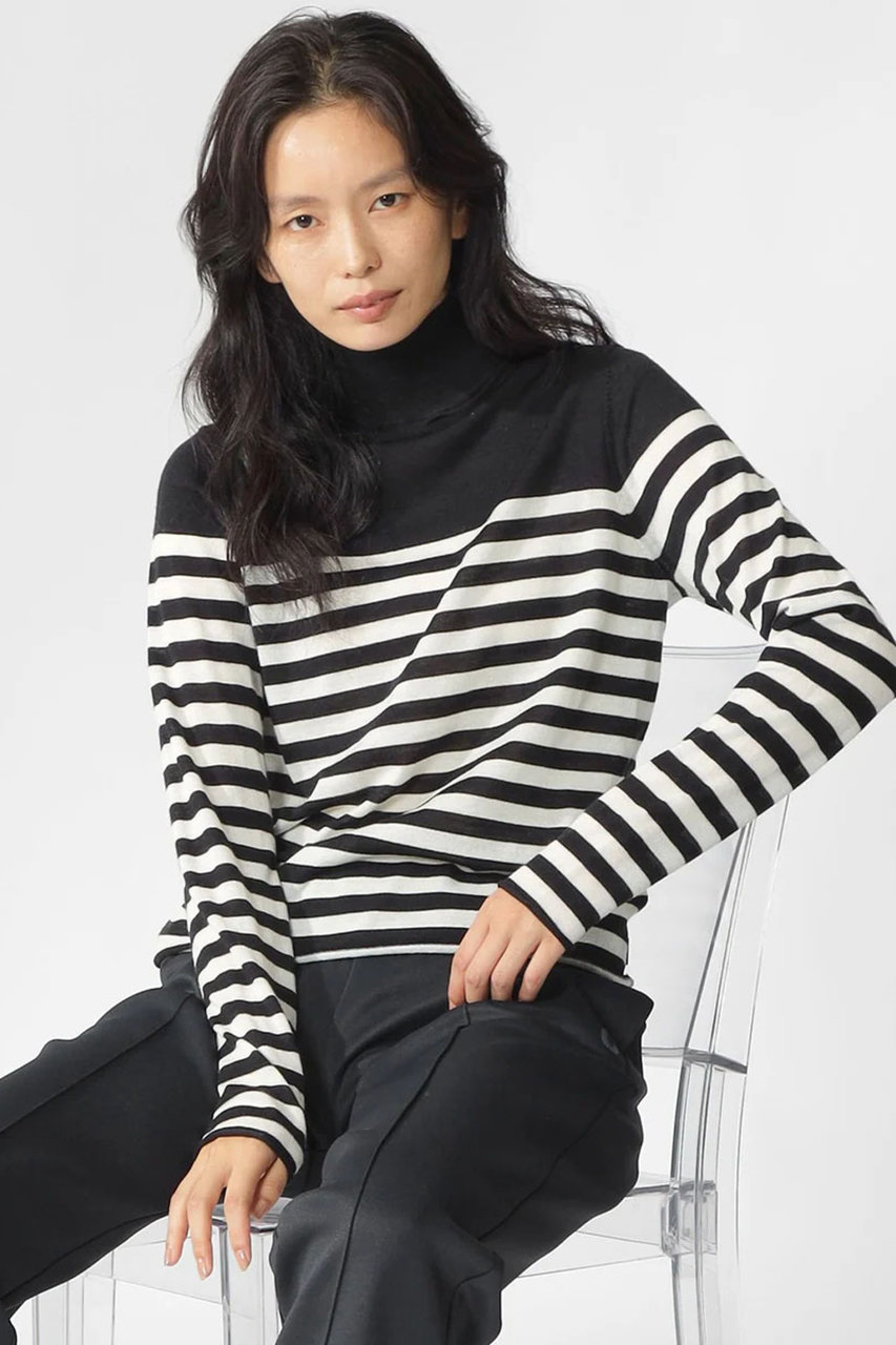 エコアルフ/ECOALFのFAYA ボーダーニット / FAYA STRIPES KNIT WOMAN(ブラック/42N20434)