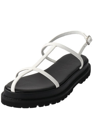 ヒューン/HEWNのTストラップダブルソールサンダル