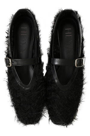 チュールファーメリージェーンシューズ