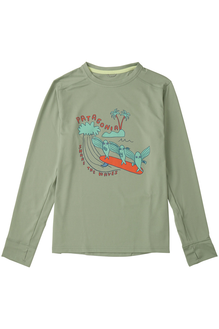 パタゴニア/patagoniaの【KIDS】ロングスリーブキャプリーンシルクウェイトTシャツ(Green/62385)