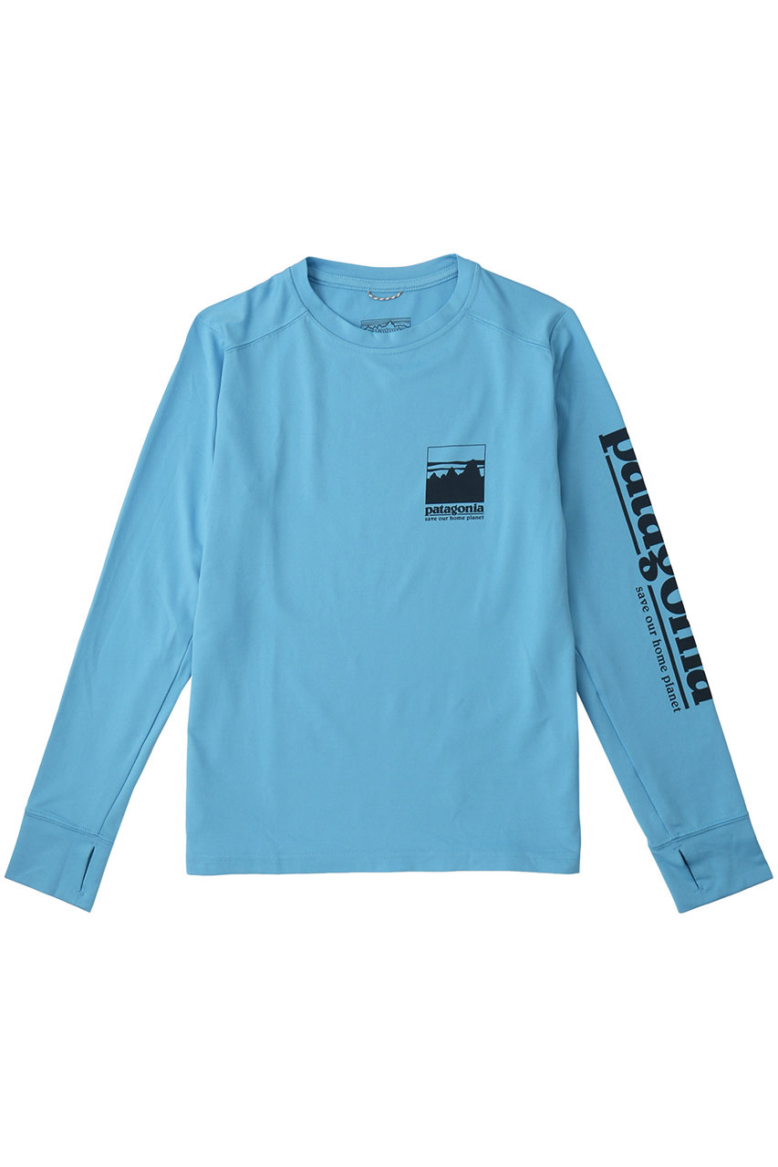 patagonia 【KIDS】キッズロングスリーブキャプリーンシルクウェイトTシャツ (Blue, XS(120)) パタゴニア ELLE SHOP