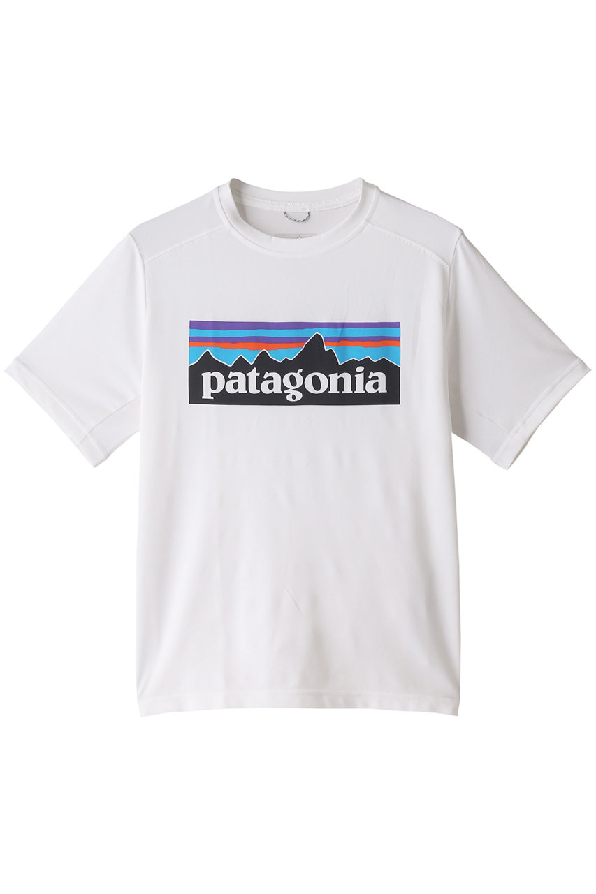 ＜ELLE SHOP＞ patagonia 【KIDS】キャプリーンシルクウェイトTシャツ (P-6 Logo: White S(130)) パタゴニア ELLE SHOP