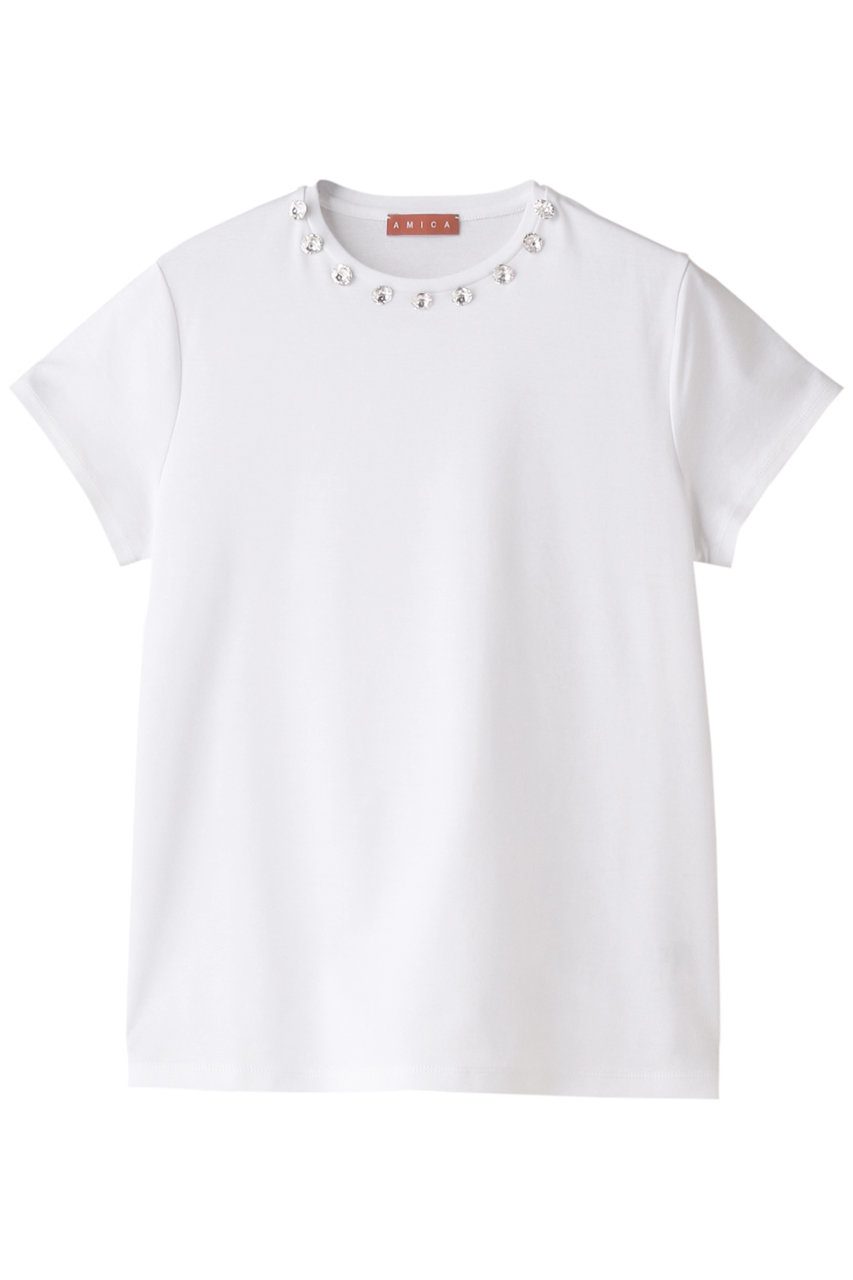 ＜ELLE SHOP＞ AMICA・kids クリスタルTシャツ (ホワイト F) アミカキッズ ELLE SHOP