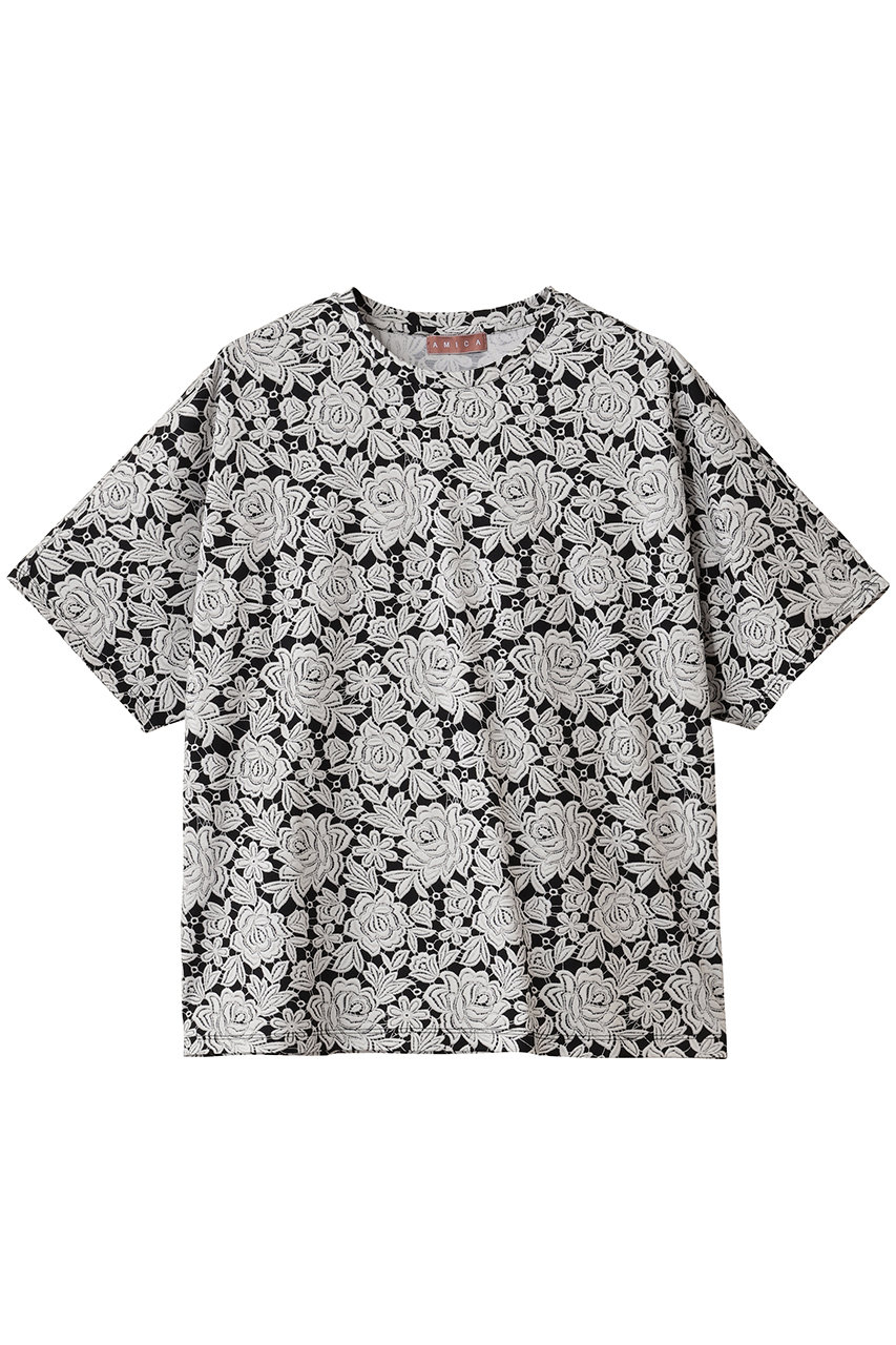 AMICA・kids ヴィンテージレースTシャツ (ホワイト×ブラック, F) アミカキッズ ELLE SHOP AMICA・kids ヴィンテージレースTシャツ (ホワイト×ブラック, F) アミカキッズ ELLE SHOP