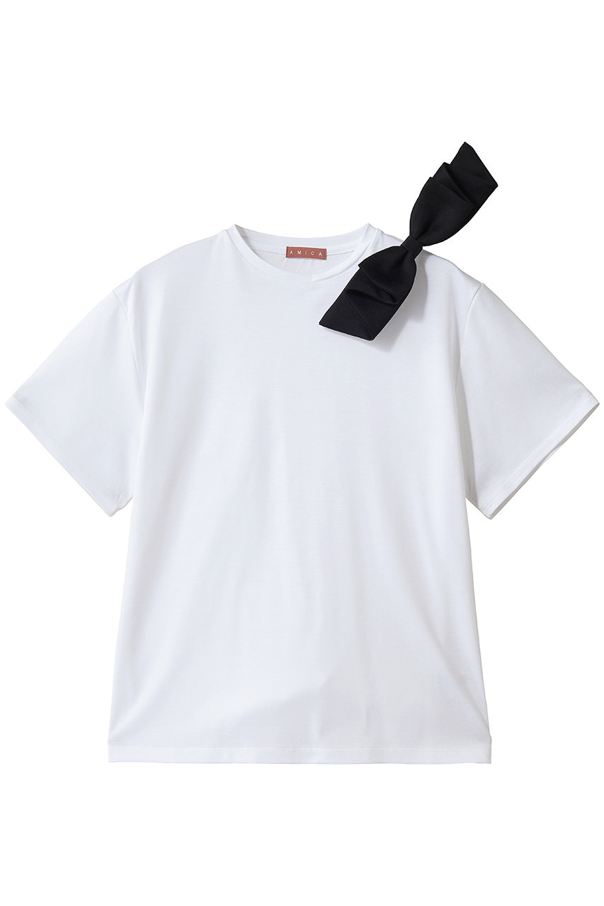 アミカキッズ/AMICA・kidsのリボンTシャツ(ホワイト/AM092C-AW06)
