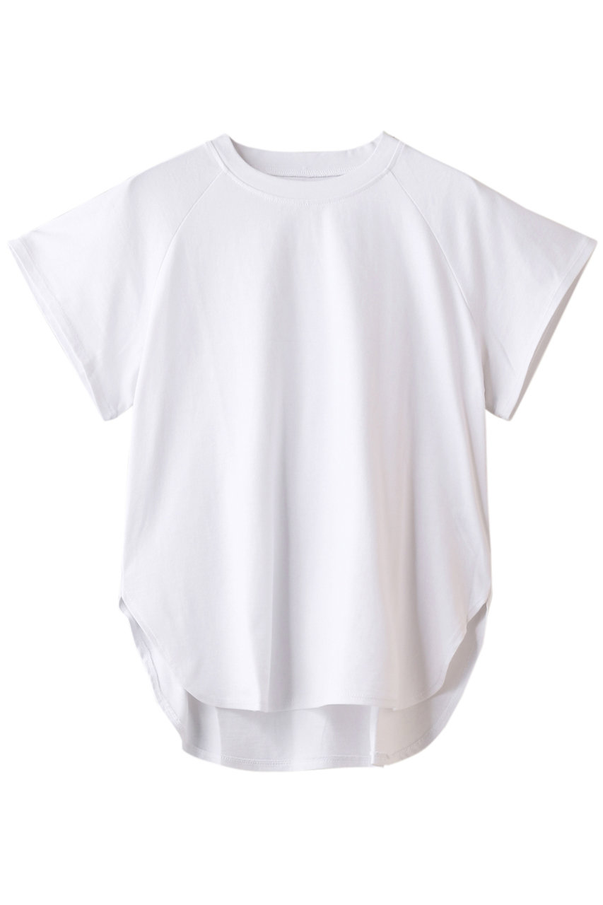 three dots スリードッツ Graphic tee ruffle tee/Tシャツ ホワイト