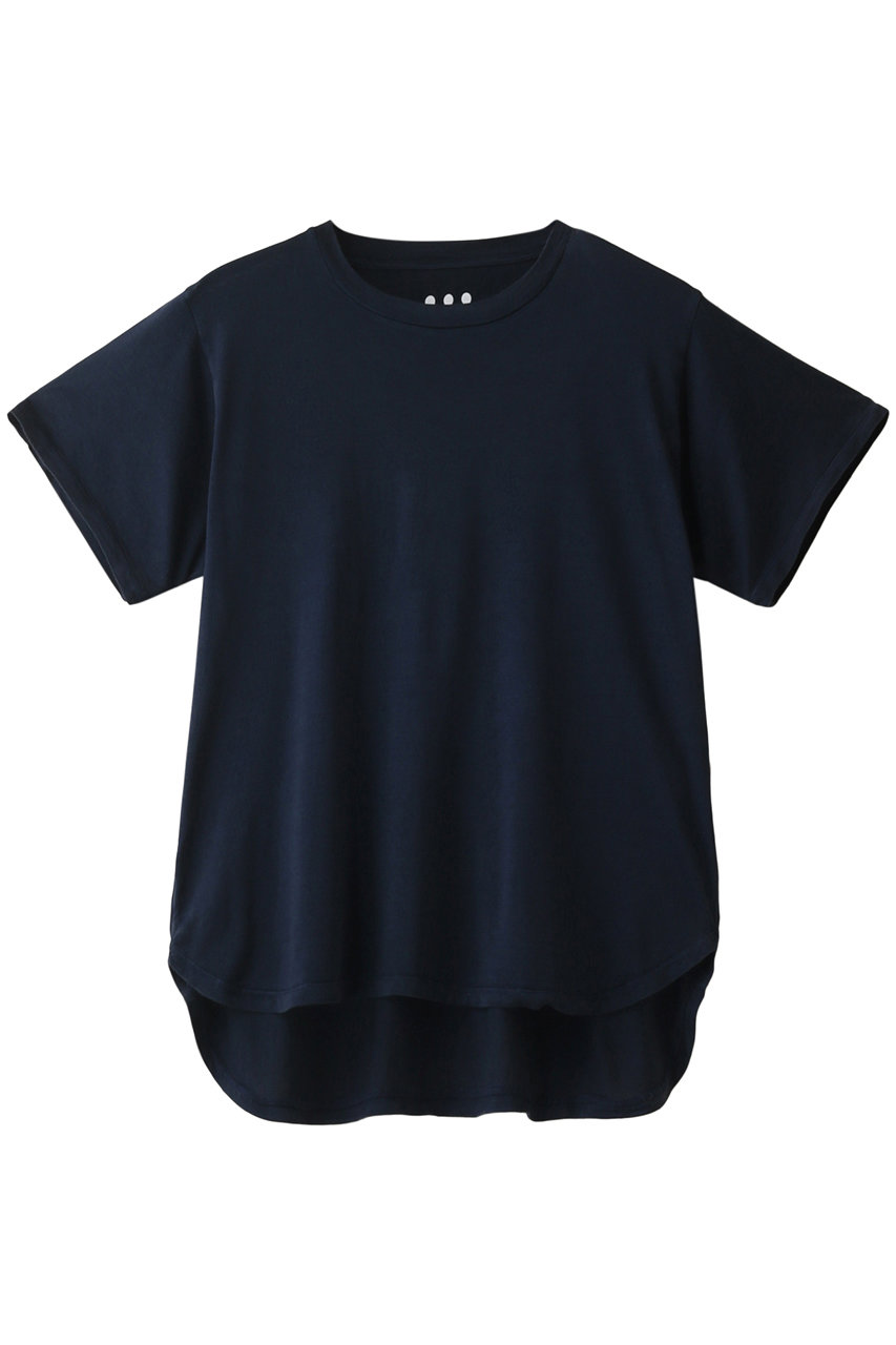 three dots スリードッツ ウォッシャブルシルク Tシャツ ネイビー