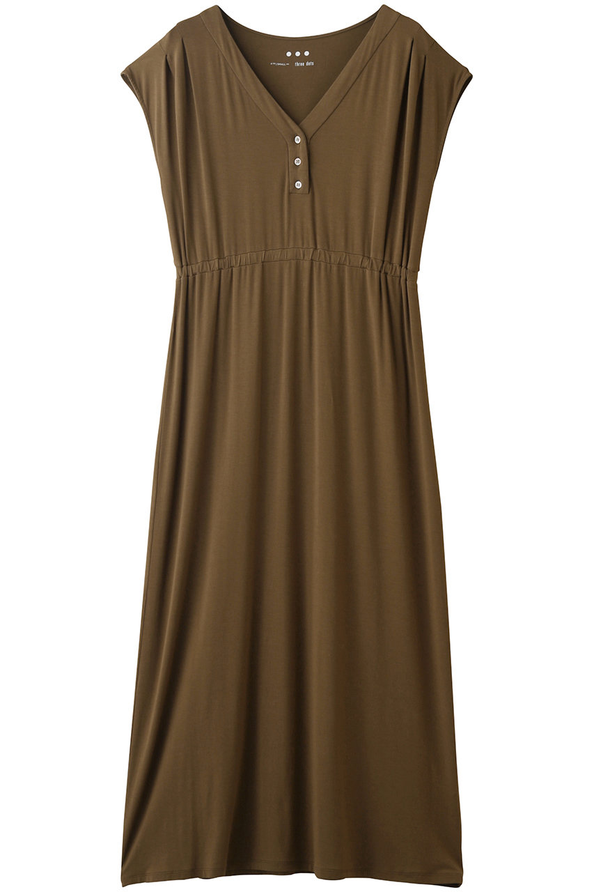 スリードッツ/three dotsのTravel line long dress/ドレス・ワンピース(ブラウン/LG5001Y)