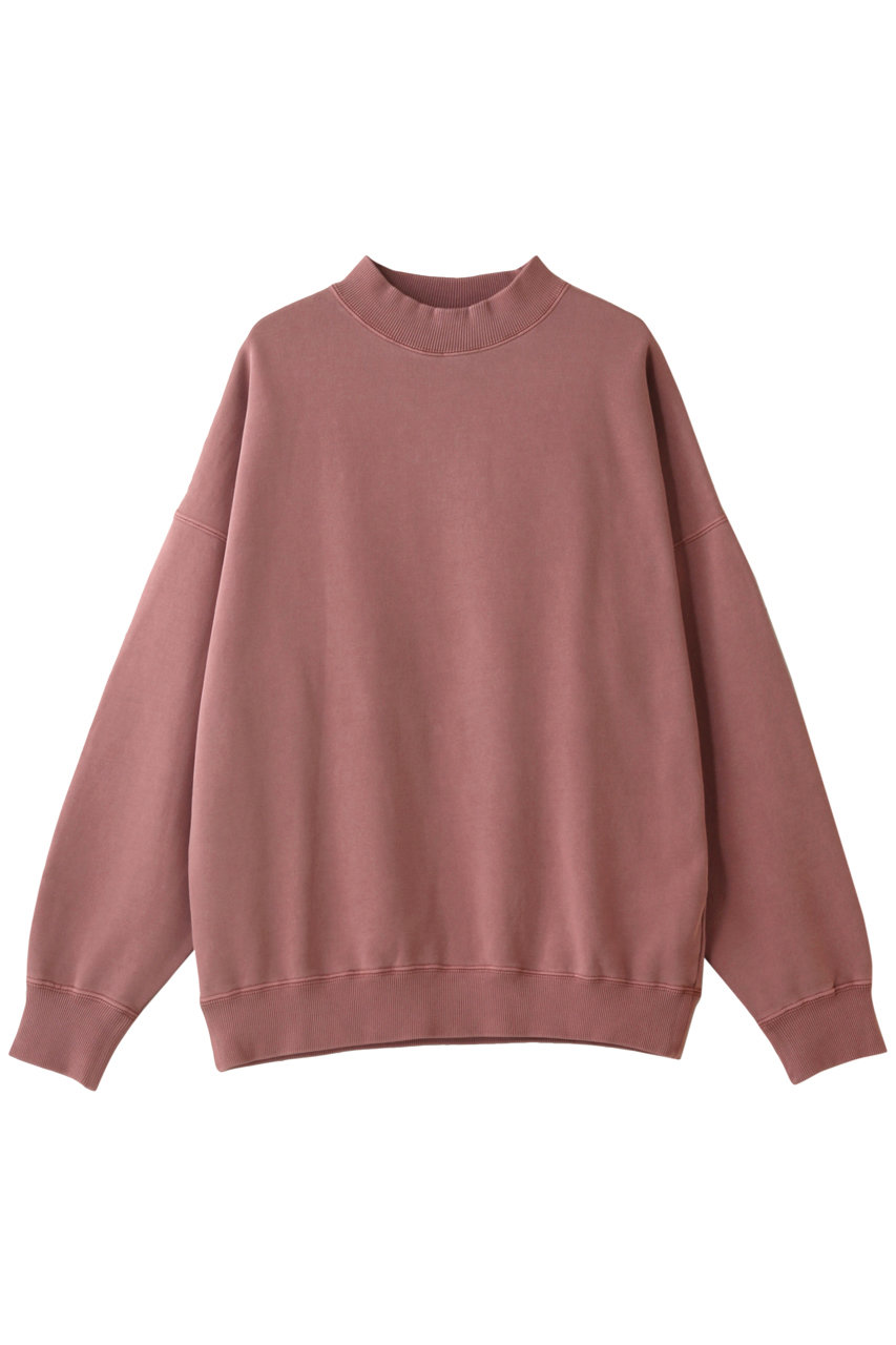 three dots スリードッツ Pigment sweat l/s mock neck/スウェット ピンク