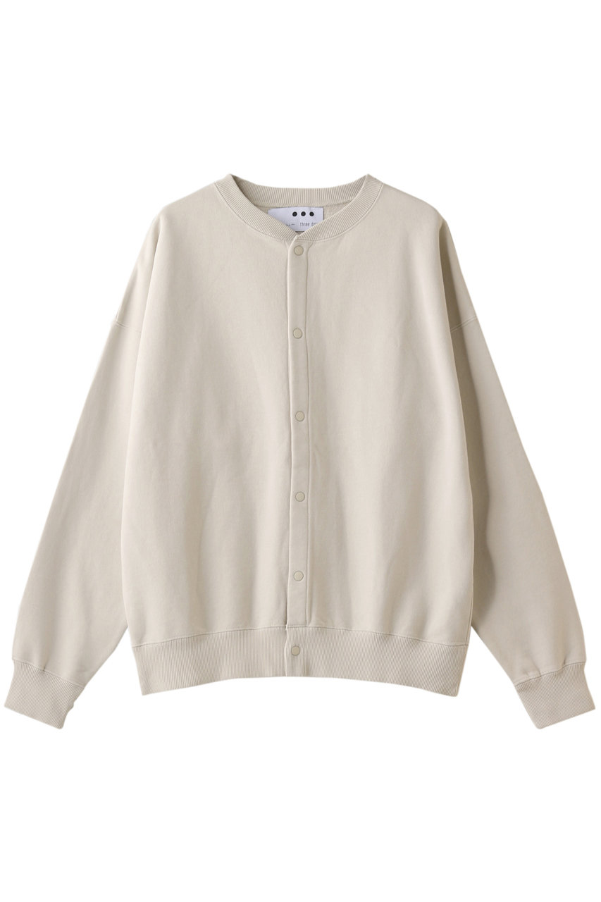 three dots スリードッツ Pigment sweate l/s cardigan/カーディガン アイボリー