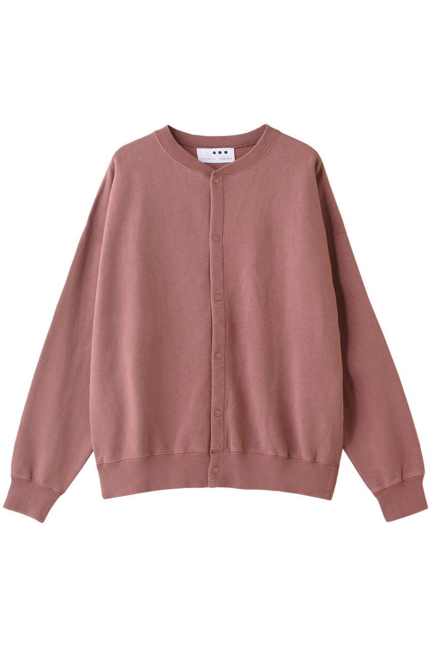 three dots スリードッツ Pigment sweate l/s cardigan/カーディガン ピンク