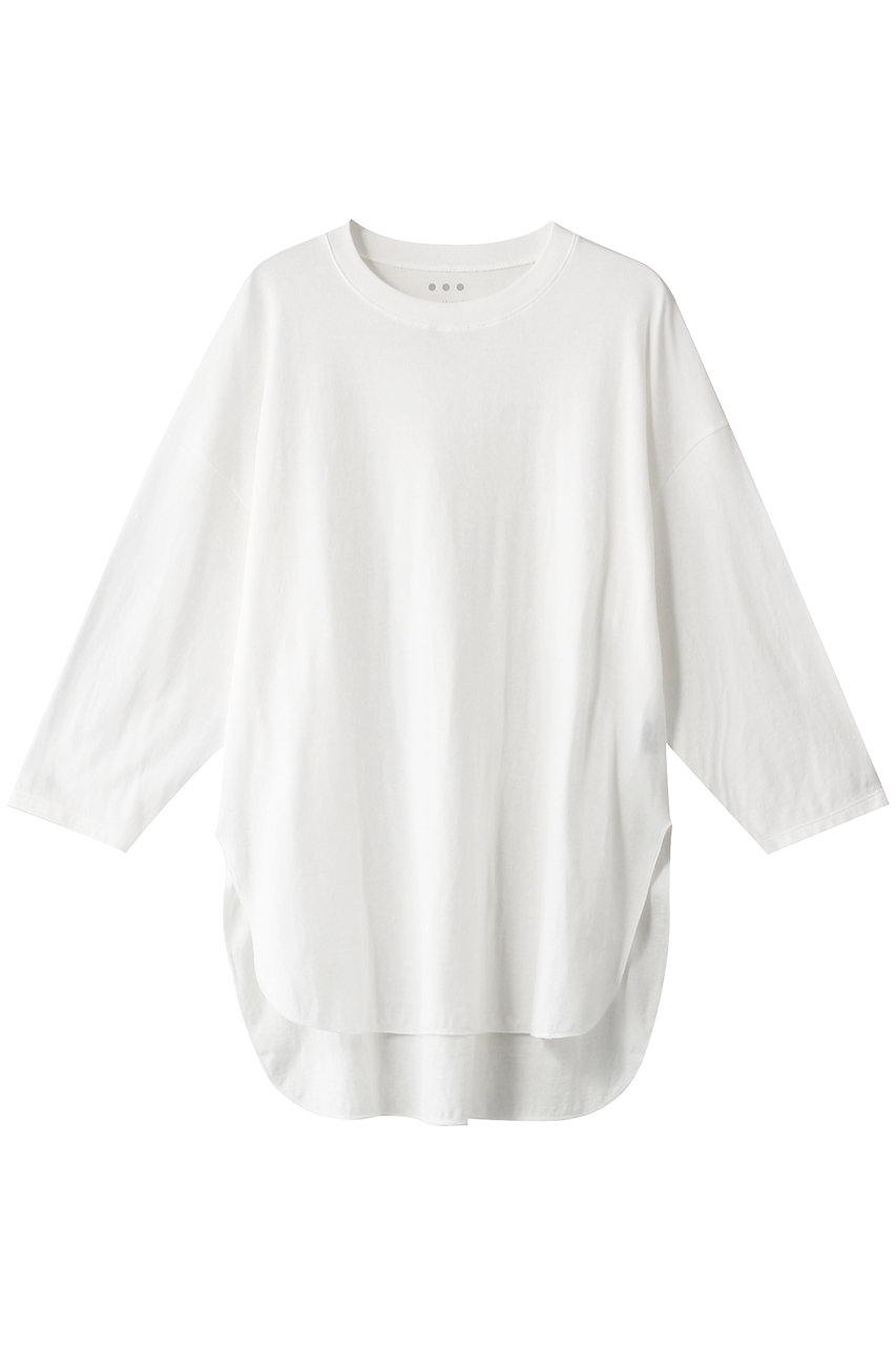 スリードッツ/three dotsのSmile cotton ロングスリーブTシャツ(ホワイト/DF2002Y)